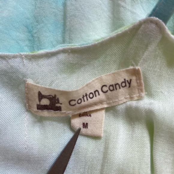 Cotton Candy Tie Dye Blue Green Cut Out Summer Mini Dress Size Medium - Picture 13 of 16